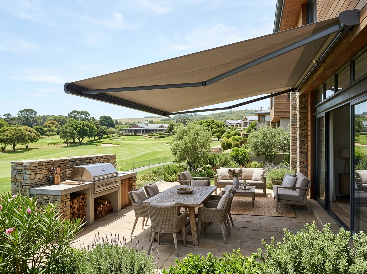 Folding-Arm Awnings fitted in a Copperleaf home